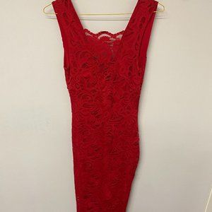 H&M Red Lace Midi Dress